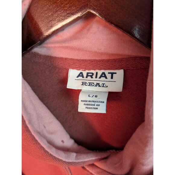 Ariat REAL Hoodie Pullover Sweatshirt Womens Large Orange Sleeve Logo Western - Picture 4 of 7